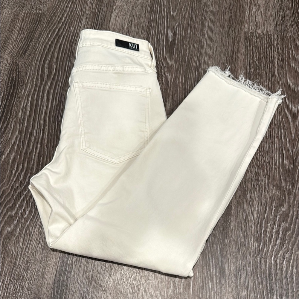 Kut from the Kloth Women's Off-White Cropped Jeans